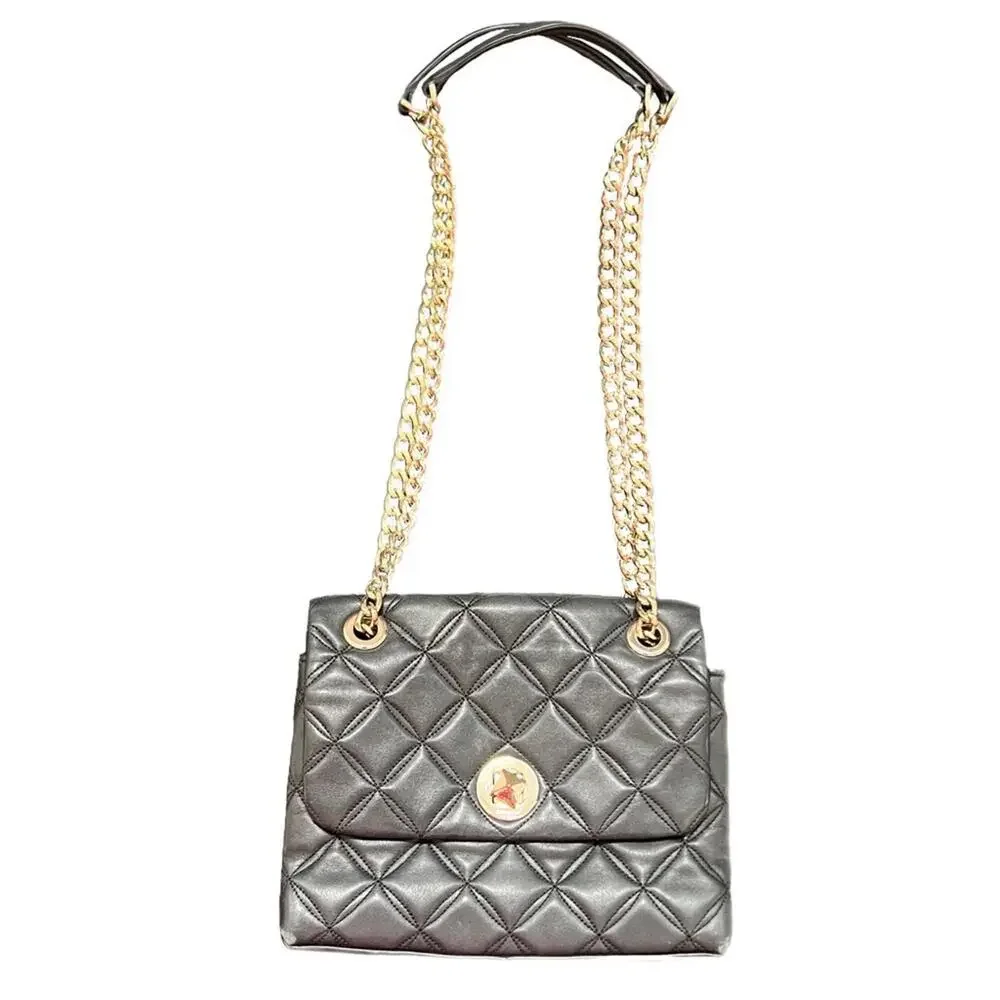 Kate Spade Black Quilted Shoulder Bag with Gold Chain